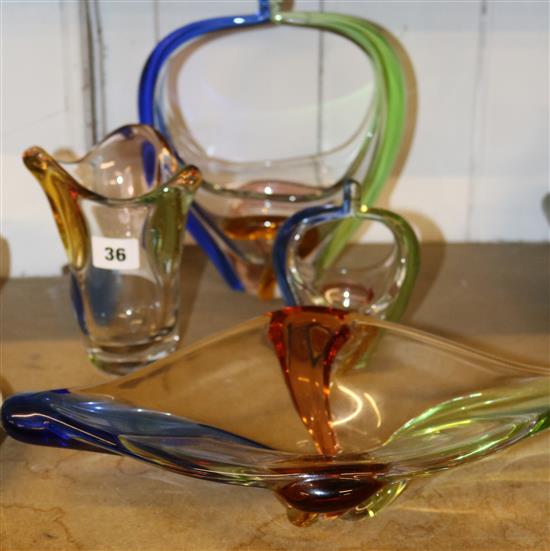 4 pieces of Czech studio glass Rhapsody by F.Zemek